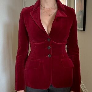 McQueen Burgundy Velvet Women's Blazer